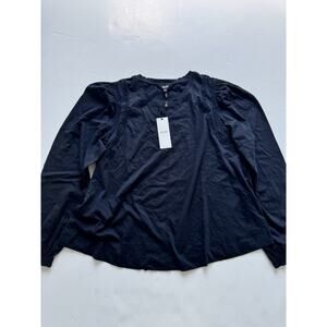 NWT ME+EM Cotton Lace Insert Swing Top Navy Blue US Size 12